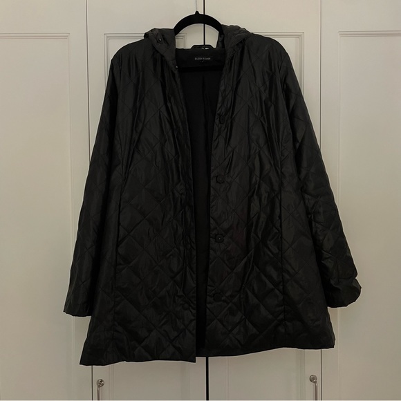 Eileen Fisher Lightweight Puffer Jacket with Hood Size Small - Picture 3 of 10